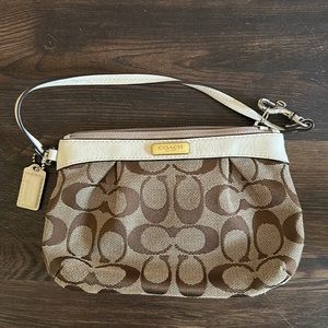 Coach white and tan wristlet